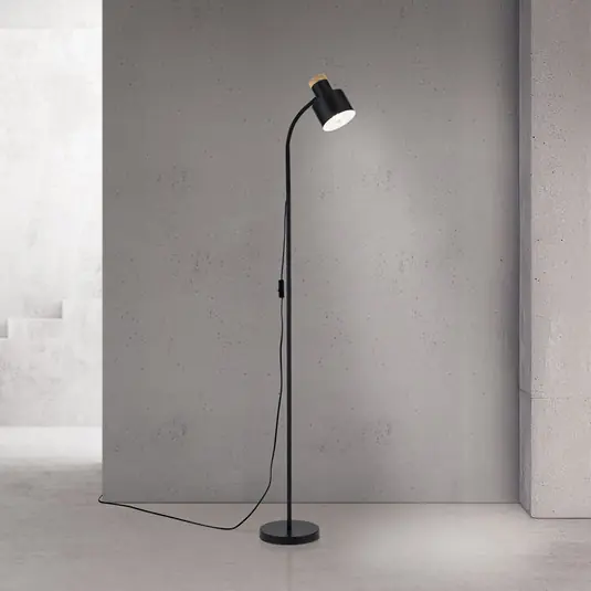 Piantana Gili, nero opaco, acciaio, altezza 150 cm, E27 Di Tendenza