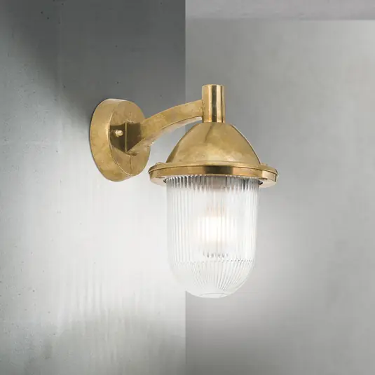 Applique da esterno York, ottone, vetro scanalato, E27, IP54 A Buon Prezzo