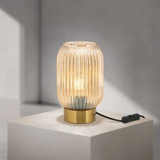 Lampada da tavolo Carneval, ambra, vetro, altezza 23,5 cm, E27 Prezzo Di Fabbrica