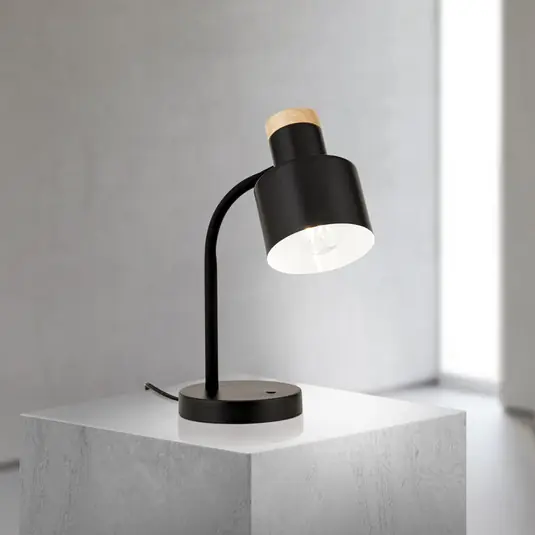 Lampada da tavolo Gili, nero opaco, acciaio, altezza 35 cm, E27 Prezzo Basso