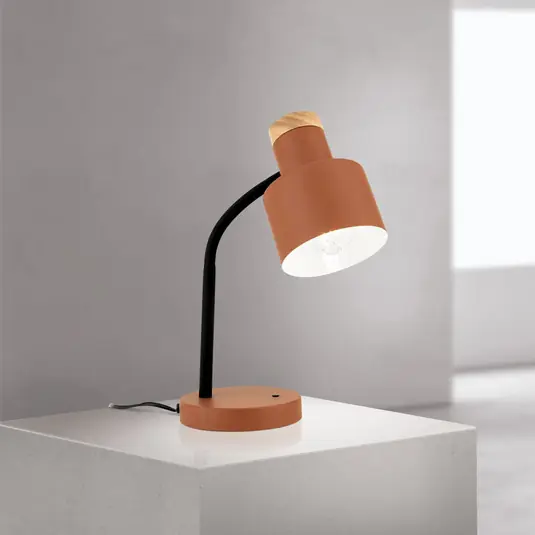 Lampada da tavolo Gili, rosso corallo, acciaio, altezza 35 cm, E27 Consegna Rapida