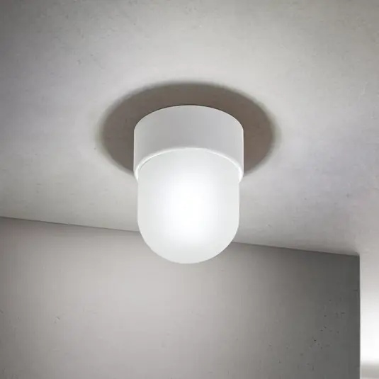 Prezzo Basso Plafoniera Ostia, bianco, ceramica, vetro satinato, E27