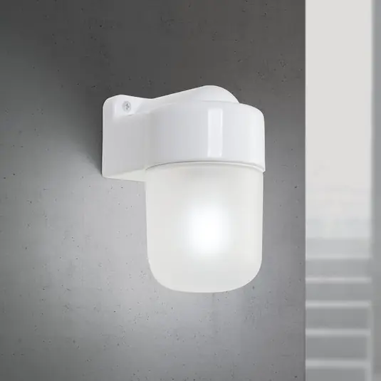 Pagamento Sicuro Applique Ostia, bianco, ceramica, vetro satinato, E27
