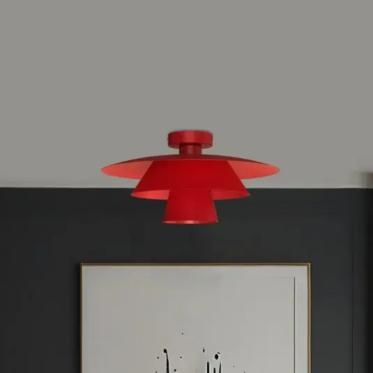 Plafoniera Plato, rossa, metallo, Ø 38 cm, E27 Solo Oggi