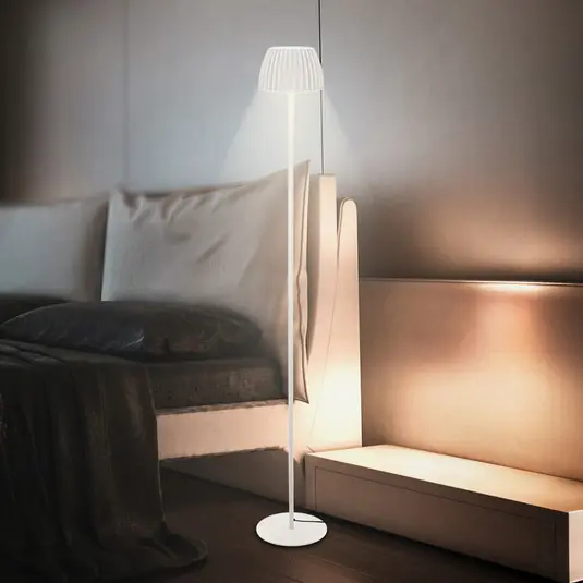 Lampada LED da pavimento Loca, bianco antico, altezza 123 cm, plastica/metallo Reso Gratuito