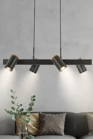 Ultime Pezzi Lampada a sospensione Duta, lunghezza 120 cm, nero opaco, metallo a 4 luci.