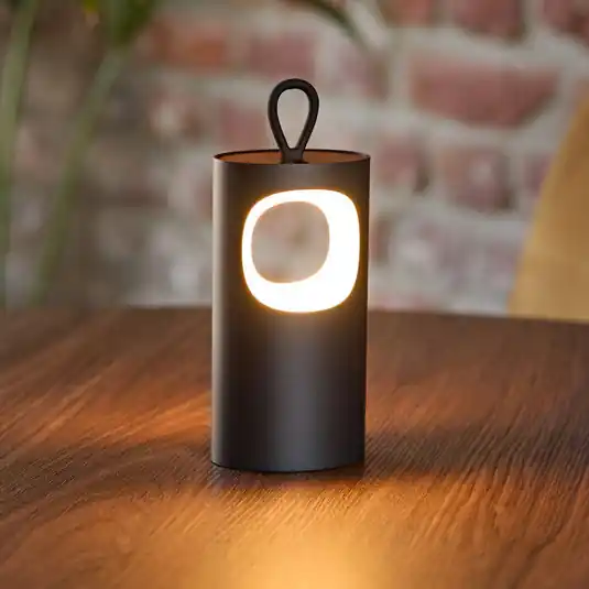 Lampada LED da tavolo a batteria Lunari, nera, 16 cm, metallo, CCT IP44 Compra Online