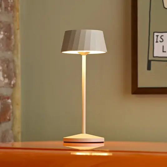 Lampada LED da tavolo a batteria Facetta, set da 3, beige, 22 cm, IP44 Spedito Oggi