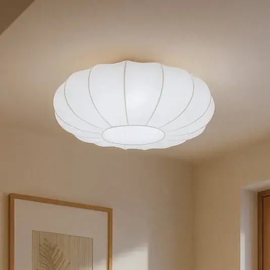 Prezzo Conveniente Lindby plafoniera Helin, bianca, Ø 60 cm, tessuto, 3 x E27