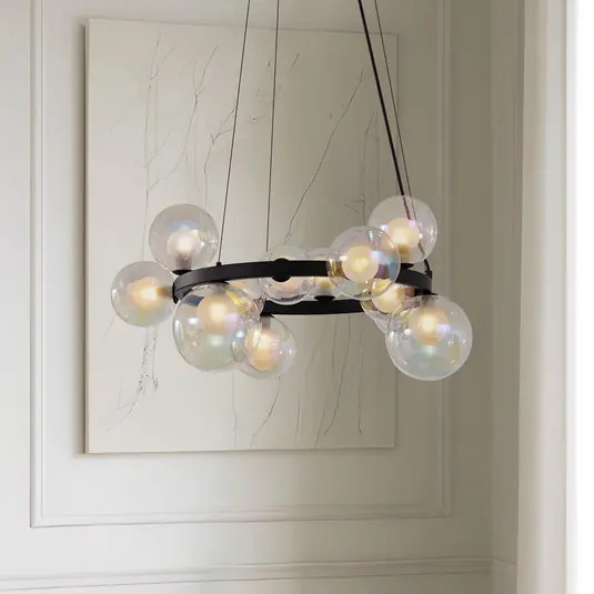 Soddisfatti O Rimborsati Lucande Lampada a sospensione Marvi, Ø 68 cm, nero, vetro, metallo
