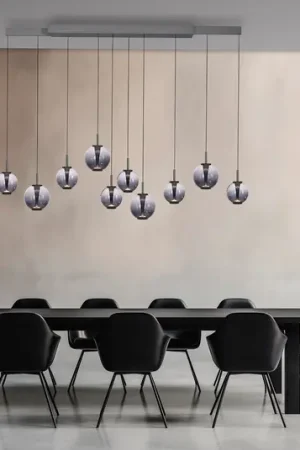 Lampada LED a sospensione PURE E-Infinity grigio/grigio fumo 198 cm, a 10 luci Offerta Limitata