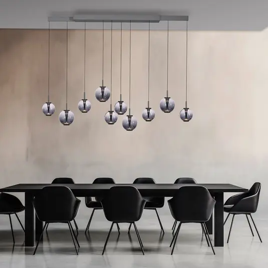 Lampada LED a sospensione PURE E-Infinity grigio/grigio fumo 198 cm, a 10 luci Offerta Limitata