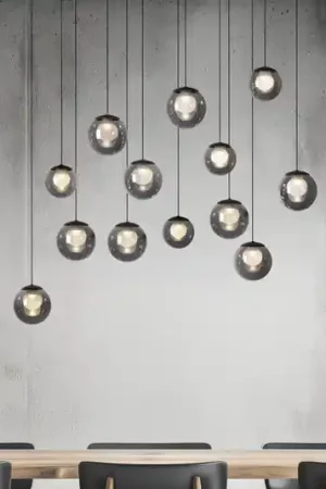 Lampada LED a sospensione PURE Popup, grigio/grigio fumé, 100 cm, 13 luci Esclusivo