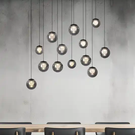 Lampada LED a sospensione PURE Popup, grigio/grigio fumé, 100 cm, 13 luci Esclusivo