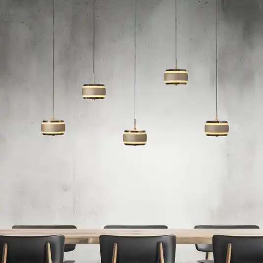Lampada LED a sospensione PURE Falling Rings, bronzo, lunghezza 101 cm, a 5 luci Promozione Esclusiva