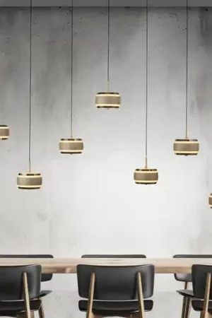Lampada LED a sospensione PURE Falling Rings, bronzo, lunghezza 132 cm, a 7 luci Esclusivo
