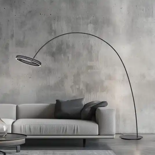 Offerta Lampo Lampada LED da pavimento PURE Loop-Bow, nera, sbraccio 290 cm, CCT