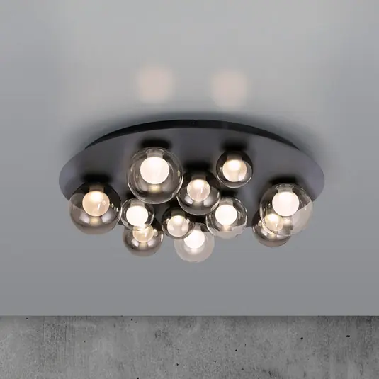 Plafoniera LED PURE Popup, grigio/grigio fumo, Ø 60 cm, a 11 luci Prezzo Basso
