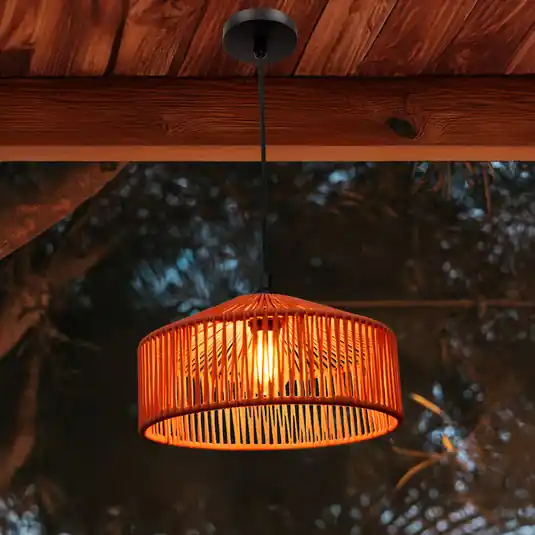 Prezzo Di Fabbrica Newgarden Lampada a sospensione Calabardina, marrone, corda, Ø30cm, IP44