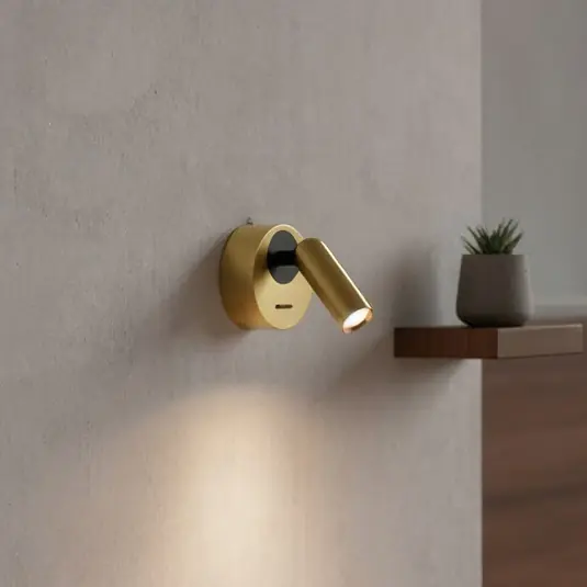 Compra Oggi Stesso Faretto LED da parete Ideal Lux Bean, Ø 7 cm, color ottone