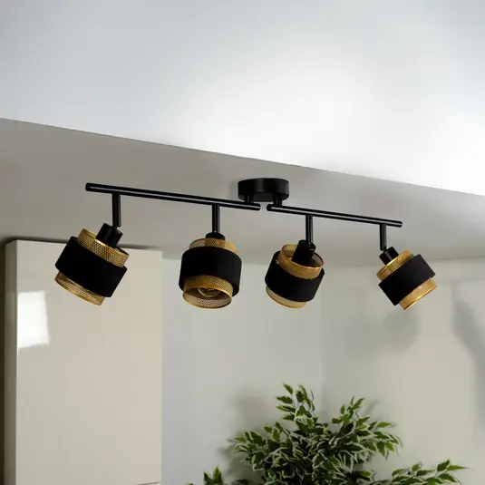 Plafoniera OSRAM Decor Spot Hornet, a 4 luci, nero/oro Novità
