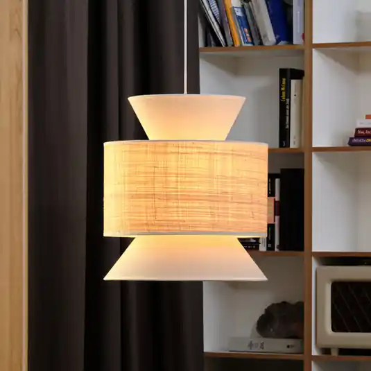 Lampada a sospensione OSRAM Decor Wrap Cone, beige, rafia, lino, E27 Esclusivo