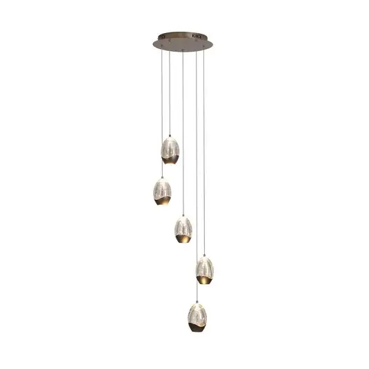 Lampada LED a sospensione Seeds, Ø 30 cm, color crema, vetro, a 5 luci. Spedito Oggi