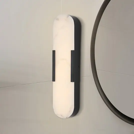Professionale Appliance LED per il bagno Opaline, altezza 50 cm, nera, metallo/resina