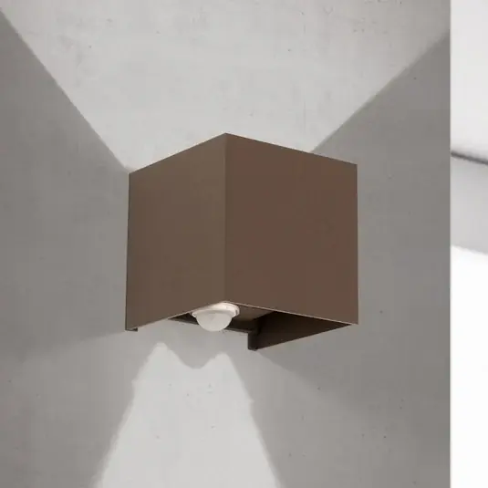 Applique da esterni LED Cube-S, corten, metallo, sensore Miglior Prezzo