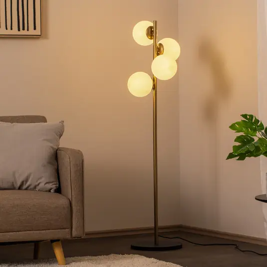 Occasione Imperdibile Piantana Faze, color oro, vetro, 130 cm, a 4 luci, E27