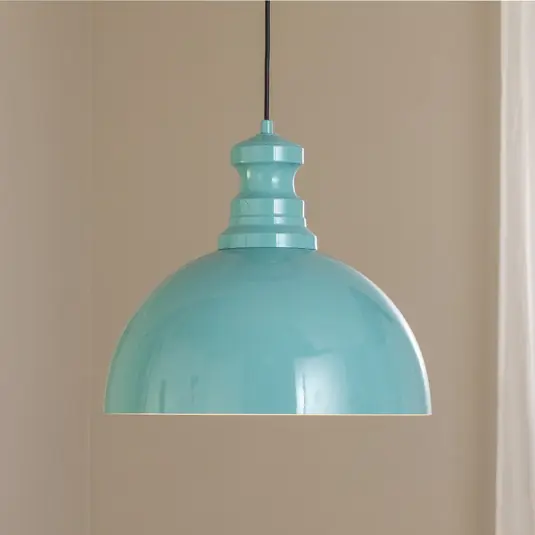 Novità Lampada a sospensione Kure, turchese, metallo, Ø 40 cm E27