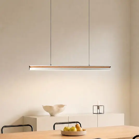 Lucande Lampada LED a sospensione Lutana, oro rosa/colore legno, 101 cm Pagamento Sicuro