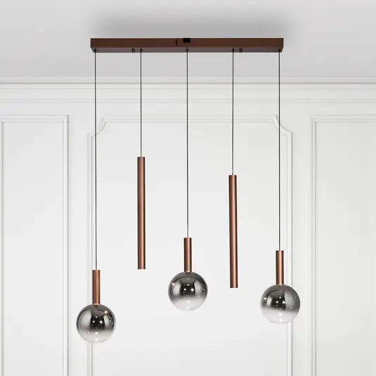 Pagamento Sicuro Paul Neuhaus lampada LED a sospensione Bowl, lunghezza 100 cm, marrone/grigio