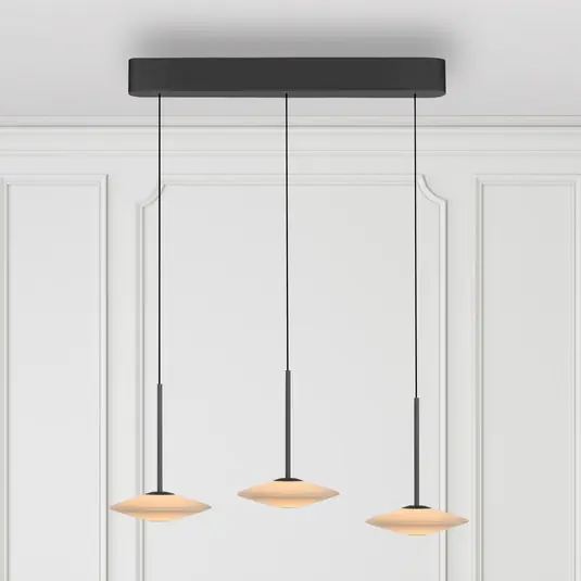 Economico Paul Neuhaus Lampada a sospensione a LED Elipsa, a 3 luci, bianco/nero