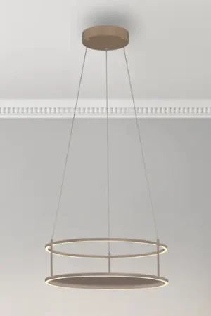 Lampada LED a sospensione Conni di Paul Neuhaus, color sabbia, Ø 50 cm Professionale