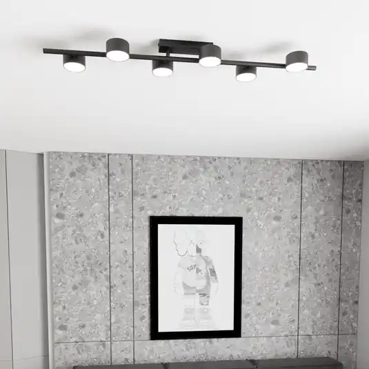 Compra Oggi Stesso Faretto da soffitto Bet, lunghezza 100 cm, nero, metallo, a 6 luci.