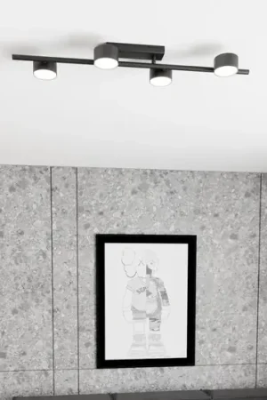 Faretto da soffitto Bet, lunghezza 80 cm, nero, metallo, a 4 luci. Promo Stagionale