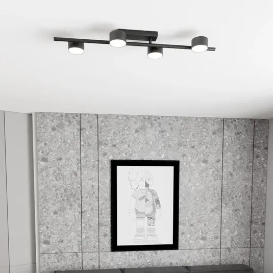 Faretto da soffitto Bet, lunghezza 80 cm, nero, metallo, a 4 luci. Promo Stagionale