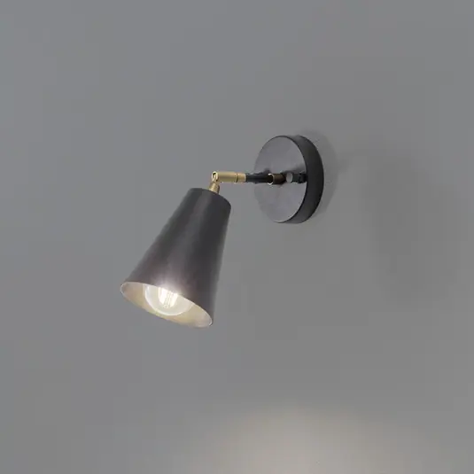 Quantità Limitata Applique Evander, nero/oro, metallo, altezza 21 cm, E27
