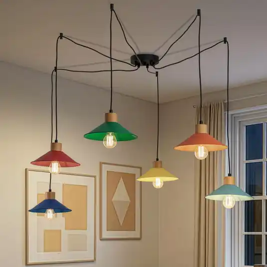 Lampada a sospensione Manavgat, a 6 luci, multicolore, lunghezza 144 cm Affare