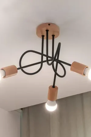 Compra Adesso Plafoniera Oxford, nero, legno, metallo, a 3 luci, Ø 44 cm
