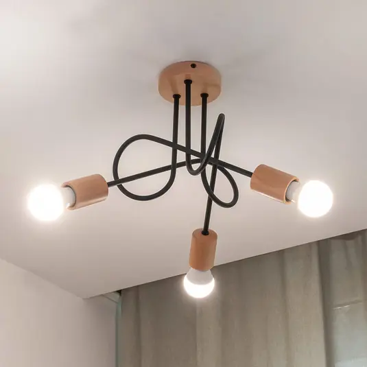 Compra Adesso Plafoniera Oxford, nero, legno, metallo, a 3 luci, Ø 44 cm