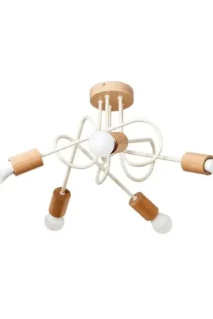 Plafoniera Oxford, beige sabbia, legno, metallo, a 5 luci, Ø 47 cm Offerta Lampo