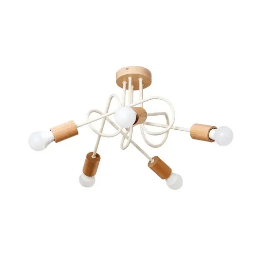 Plafoniera Oxford, beige sabbia, legno, metallo, a 5 luci, Ø 47 cm Offerta Lampo