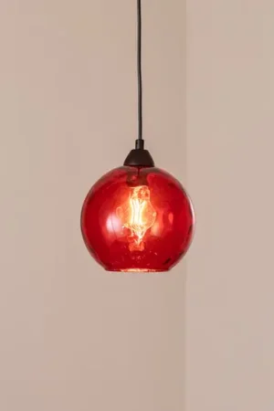 Lampada a sospensione Benek, rossa, vetro, Ø 20 cm, E27 Quantità Limitata