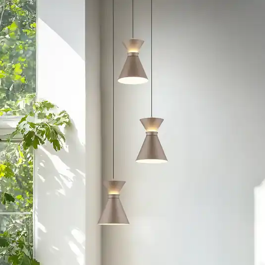 Offerta Lampo Lampada LED a sospensione Helestra LUK, a 3 luci, marrone, dimmerabile