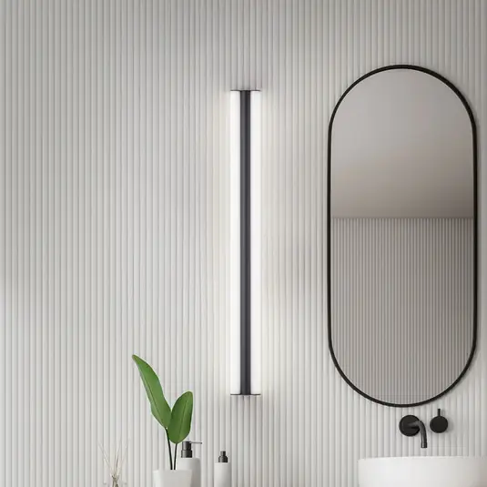 Luce per specchio a LED Helestra LOOM, lunghezza 120 cm, nera, IP44 Soddisfatti O Rimborsati