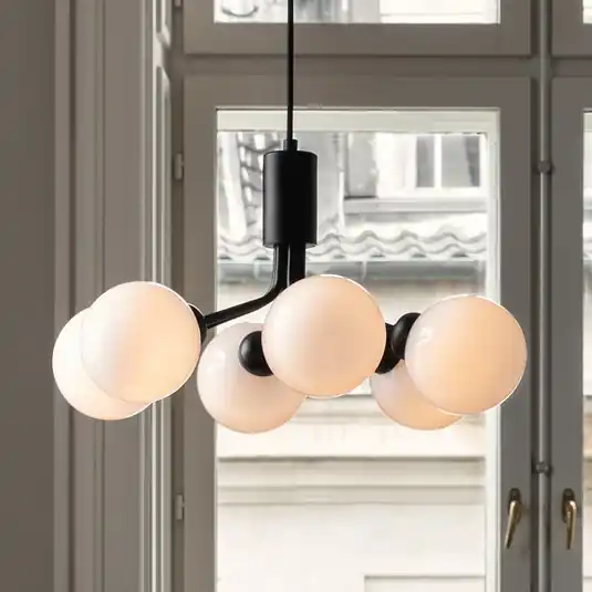 Reso Gratuito Lampada a sospensione Nuura Apiales 6, Ø 50 cm, nero/opale