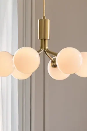 Direttamente Dal Produttore Lampada a sospensione Nuura Apiales 6, Ø 50 cm, color ottone/opale