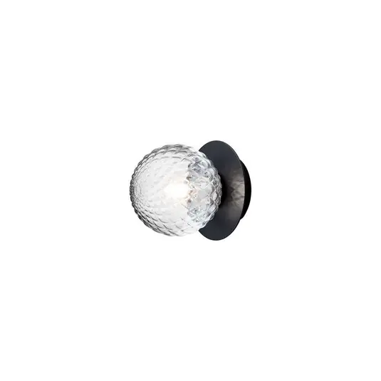 Nuura Applique Liila 1, Ø 14 cm, IP44, nero/trasparente Pagamento Sicuro